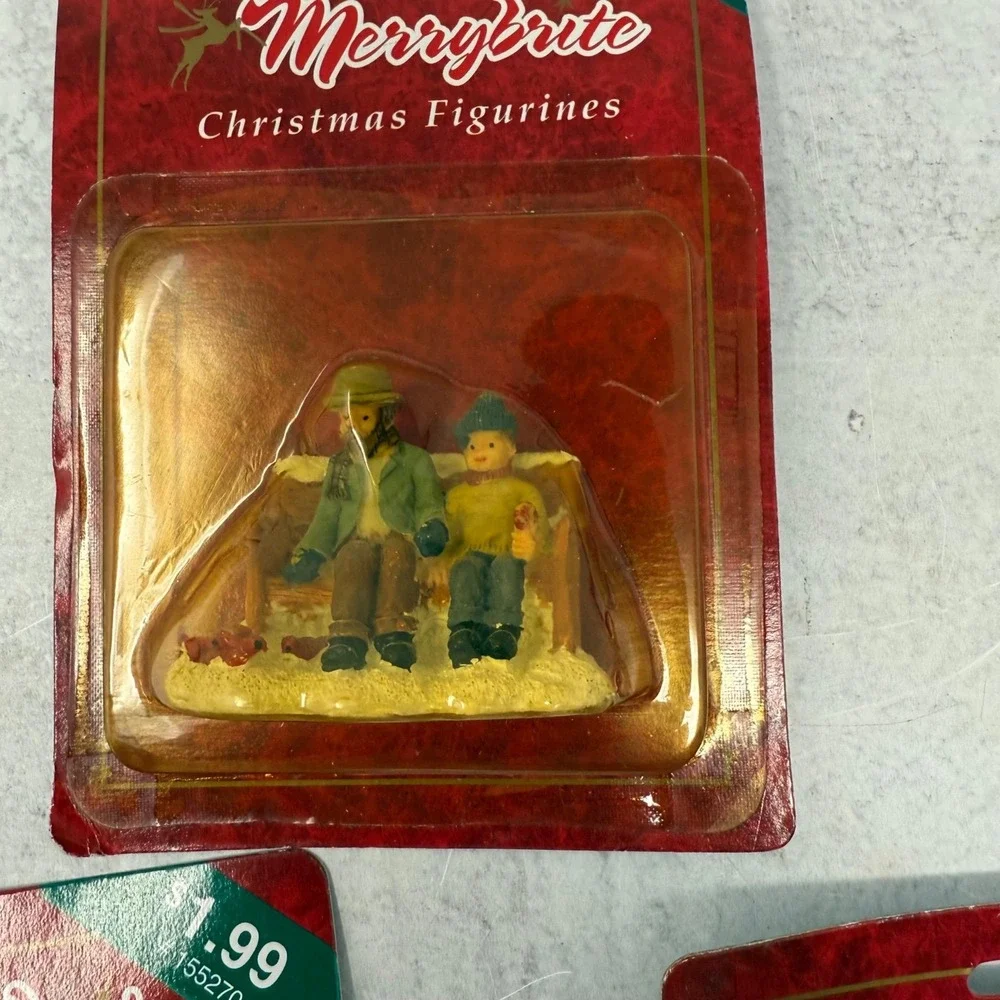 Vtg MerryBrite‎ Merry Brite Christmas Village Figurines Lot of 5 New in Package